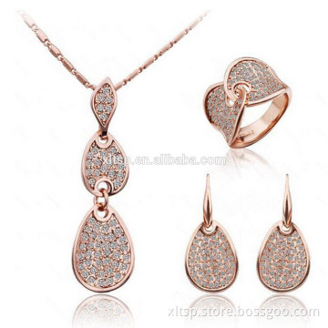 New products alibaba wholesale Rhodium plated indian cubic zirconia jewelry necklace set